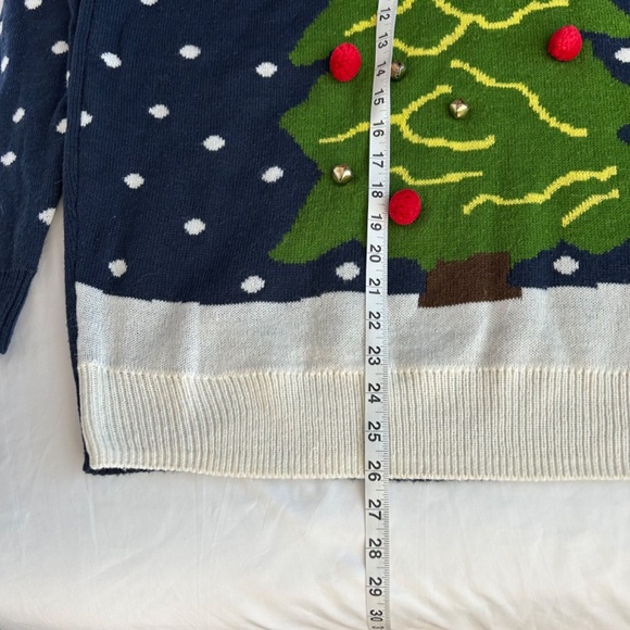 H&M Ugly Christmas Tree Winter Sweater Wool Blend Real Jingle Bells Mens S - Picture 5 of 7